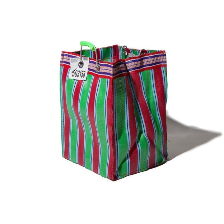 Recycled Plastic Hand-Woven Striped Tote Bag