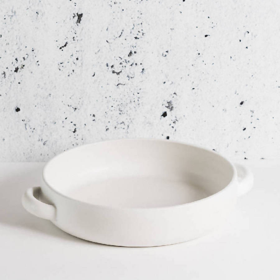 Handcrafted Enameled Stoneware Serving Plate, 13.4"