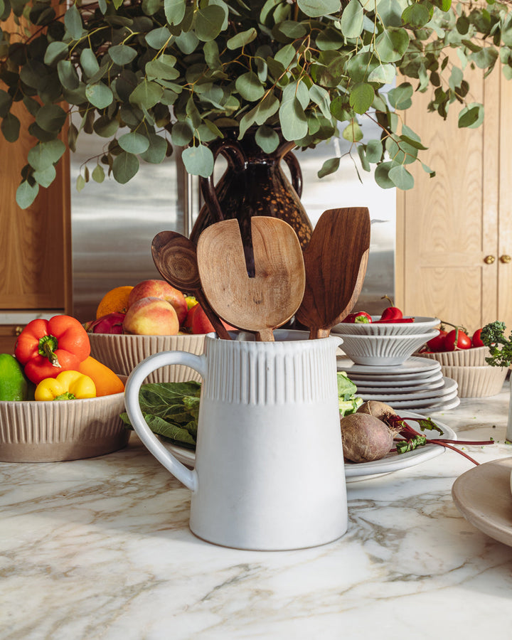 Handcrafted Matte Ceramic Serveware Pitcher, Cloud White