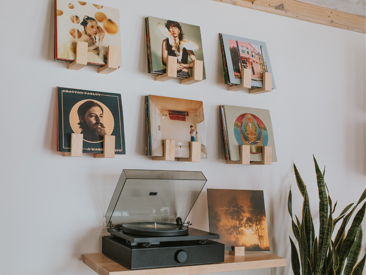 Handcrafted Hardwood Vinyl Record Wall Shelf, 2 Ct.