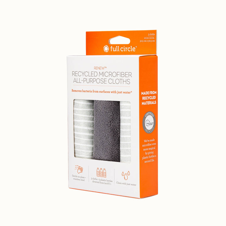Recycled Plastic Microfiber Cleaning Cloths, 12", 3 Ct.