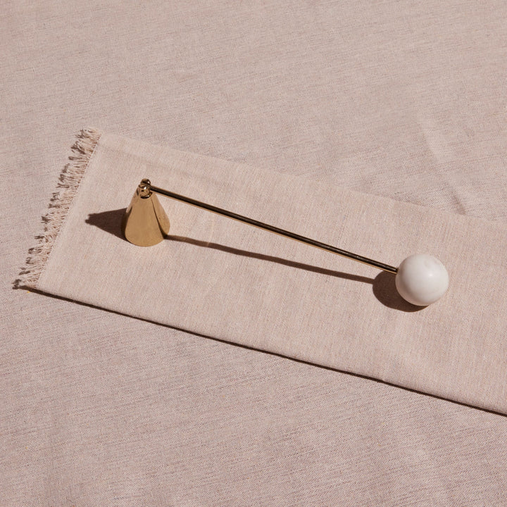 Handcrafted Marble Brass Candle Snuffer, 8"