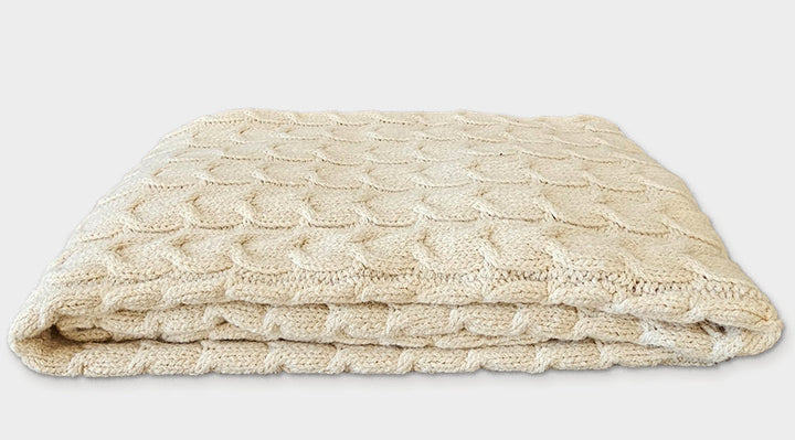 Handwoven Undyed Alpaca &amp; Pima Cotton Throw, Ivory