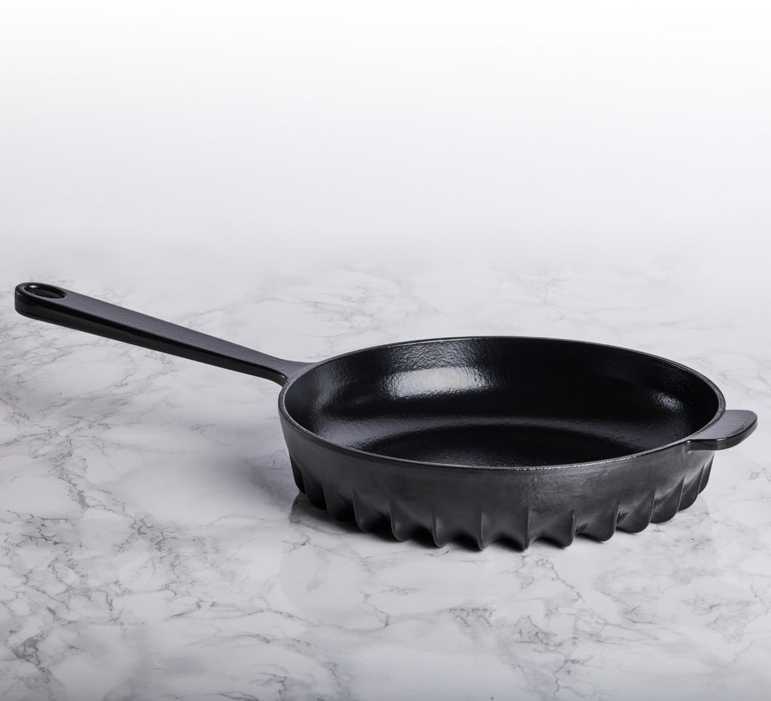Recycled Cast Iron Enameled Frying Pan, 10"