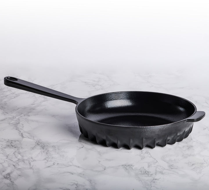 Recycled Cast Iron Enameled Frying Pan, 10"
