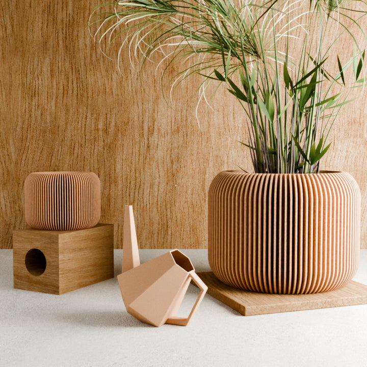 Plant-Based Ribbed Orbis Decor Planter, Multi-Size