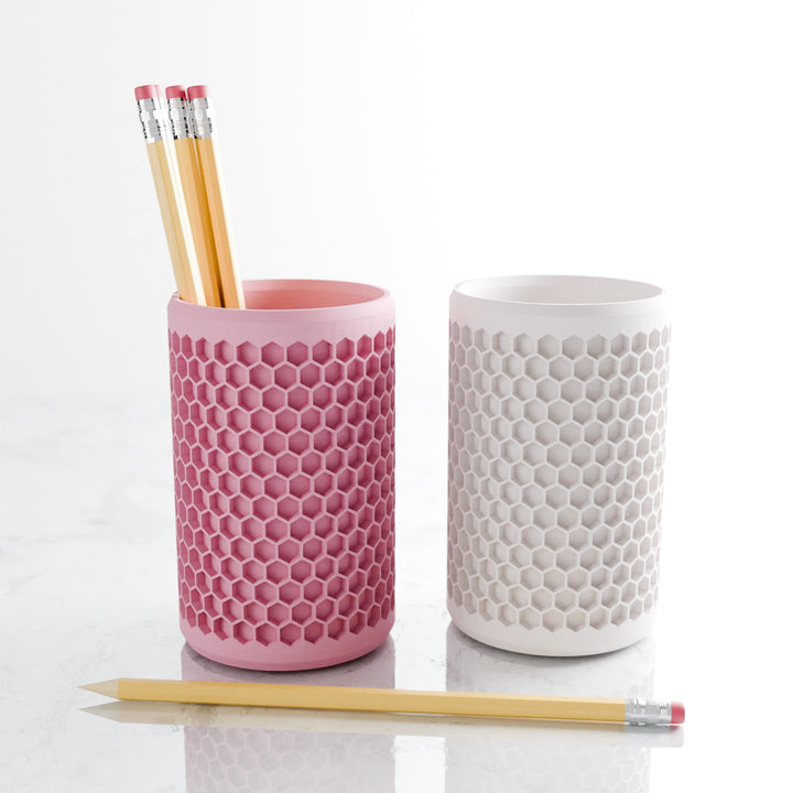 Plastic-Free Geometric Desk Pencil Holder, 3"