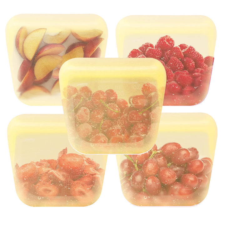 Leak-Proof Food-Grade Silicone Food Storage Bags, 5 Ct.