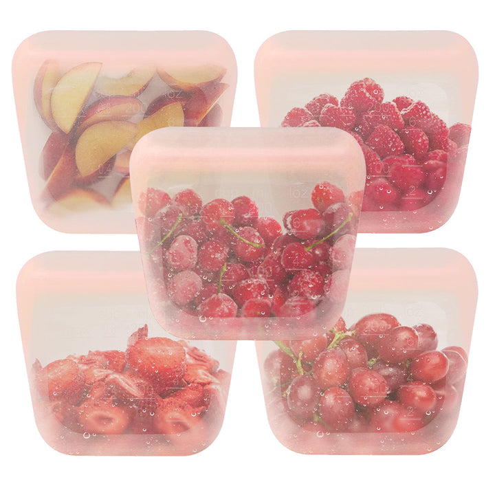Leak-Proof Food-Grade Silicone Food Storage Bags, 5 Ct.