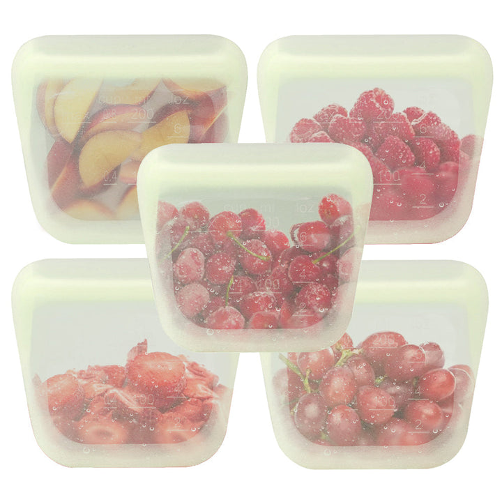 Leak-Proof Food-Grade Silicone Food Storage Bags, 5 Ct.