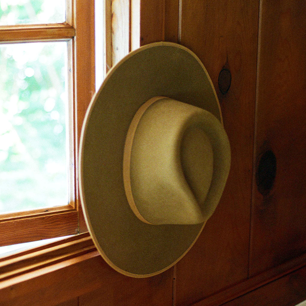 Biodegradable Wool Wide-Brim Rancher Hat, Acorn