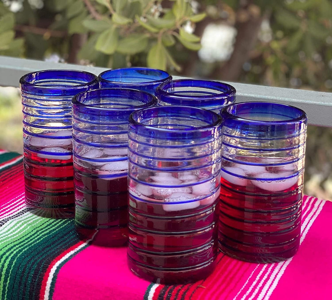 Handblown Recycled Glass Drinkware, Cobalt, 6 Ct.