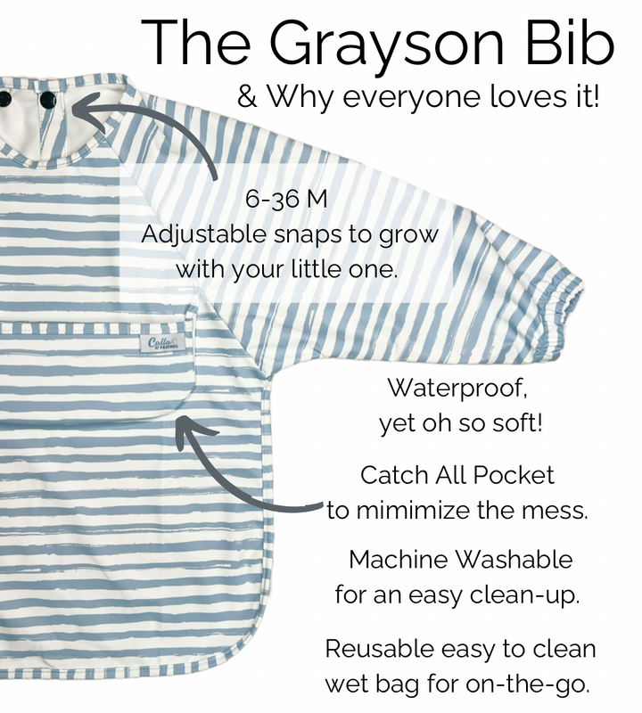 Non-Toxic Waterproof Long-Sleeve Baby Bib, Striped