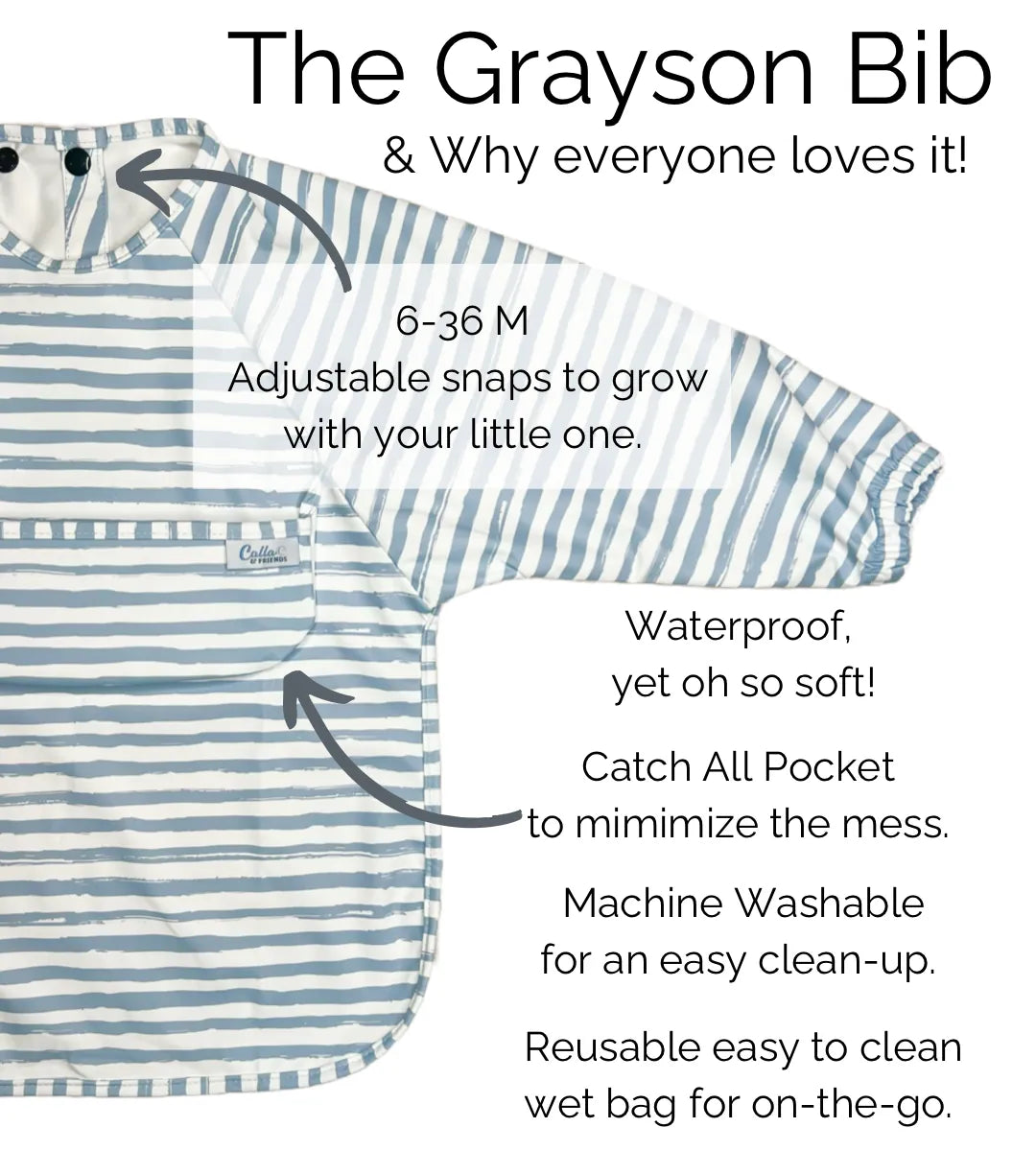 Striped Long-Sleeve Baby Bib