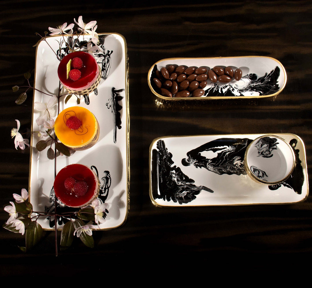 Handcrafted Gold-Plated Aluminum Cracker Serveware