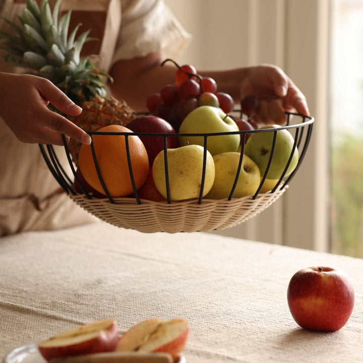 Handwoven Rattan Fruit Basket, 13.8" x 4.72"