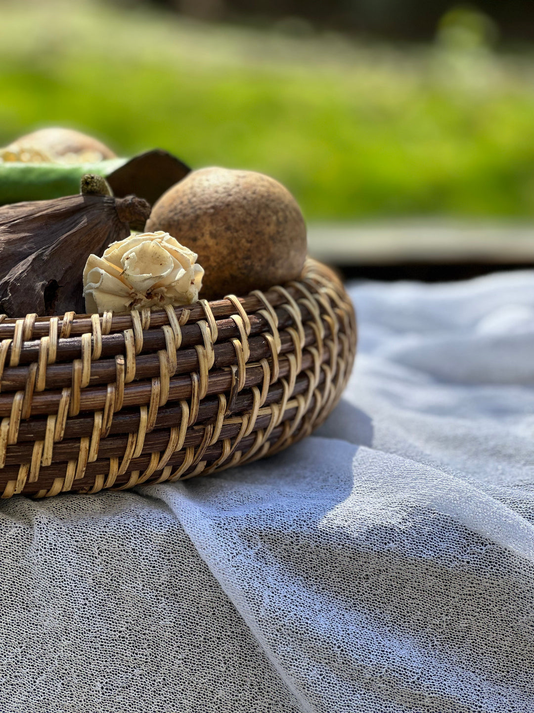 Handcrafted Rattan Fruit Basket &amp; Bowl, 10"