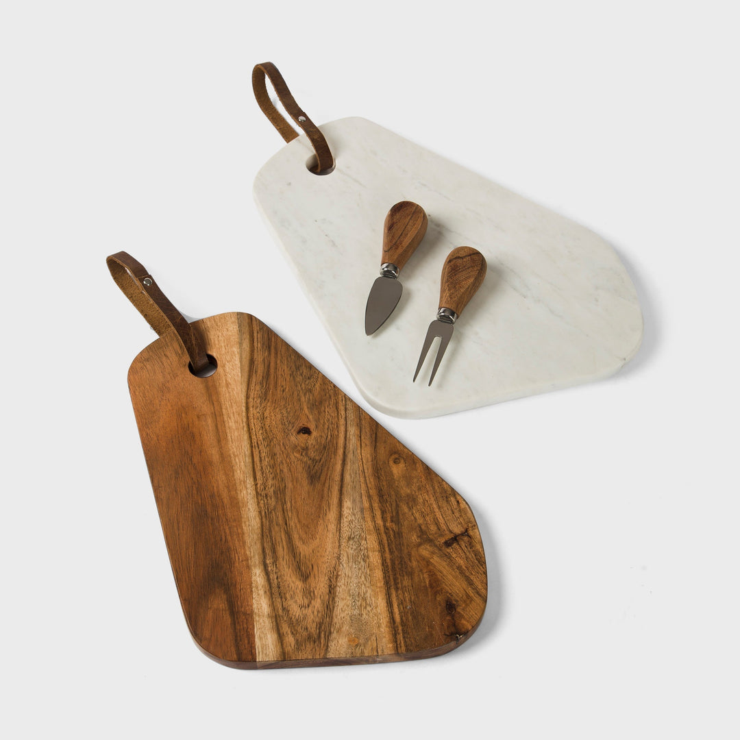 Handcrafted Marble &amp; Acacia Wood Cutting Board Set, 2 Ct.