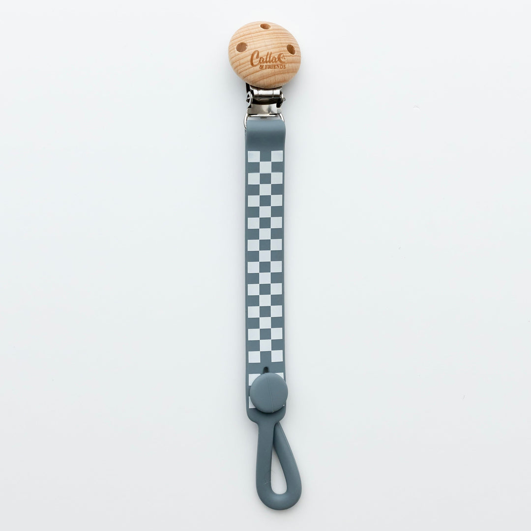 Non-Toxic Silicone Pacifier Clip, Checkered
