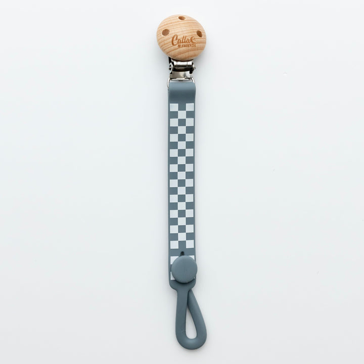 Non-Toxic Silicone Pacifier Clip, Checkered