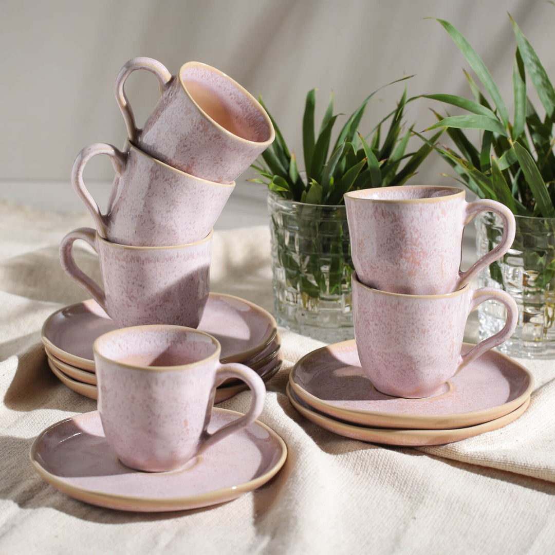 Non-Toxic Ceramic Cup &amp; Saucer Dinnerware Set, 6 Ct.