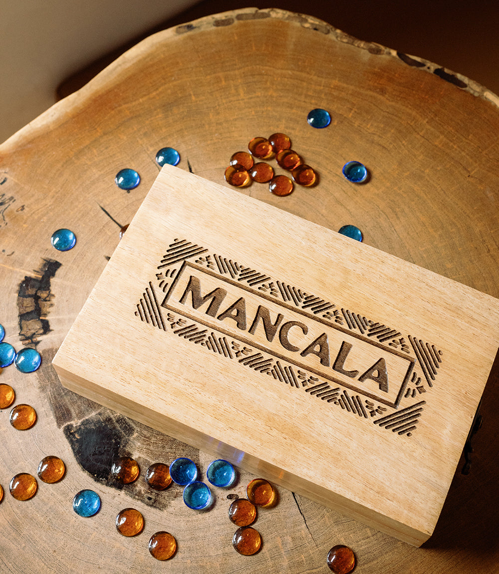 Handcrafted Mango Wood Mancala Board Game, 48 Ct.