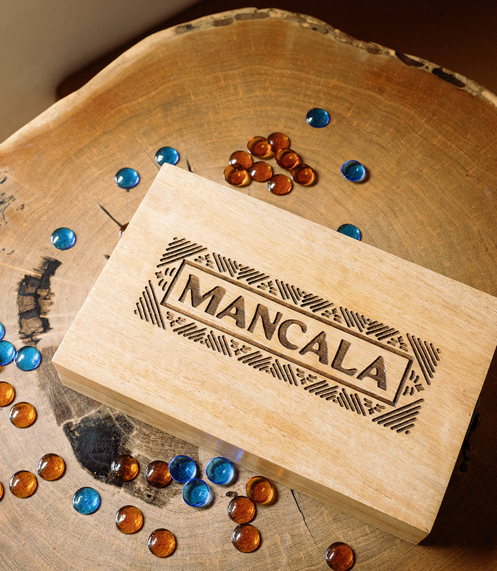Handcrafted Mango Wood Mancala Board Game, 48 Ct.