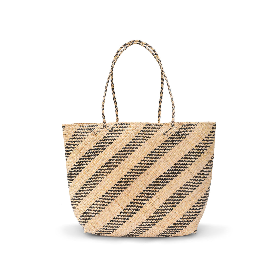 Handwoven Rattan Market Tote, 17.5" x 12"
