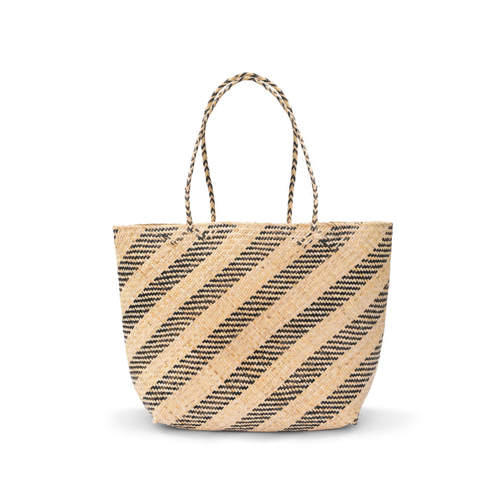 Handwoven Rattan Market Tote, 17.5" x 12"