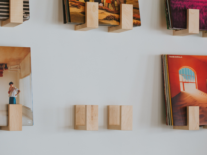 Handcrafted Hardwood Vinyl Record Wall Shelf, 2 Ct.