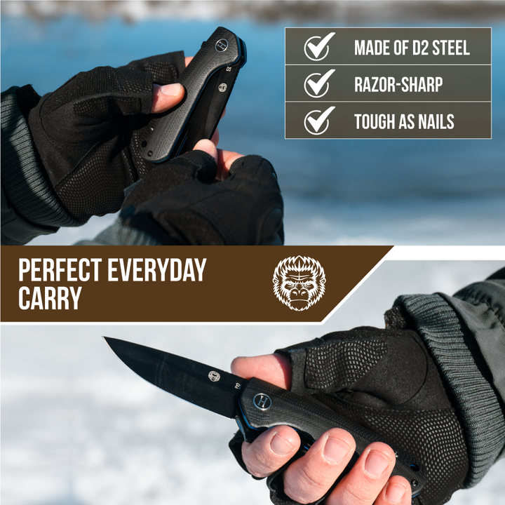 Razor-Sharp D2 Steel Folding Pocket Knife Gift Set