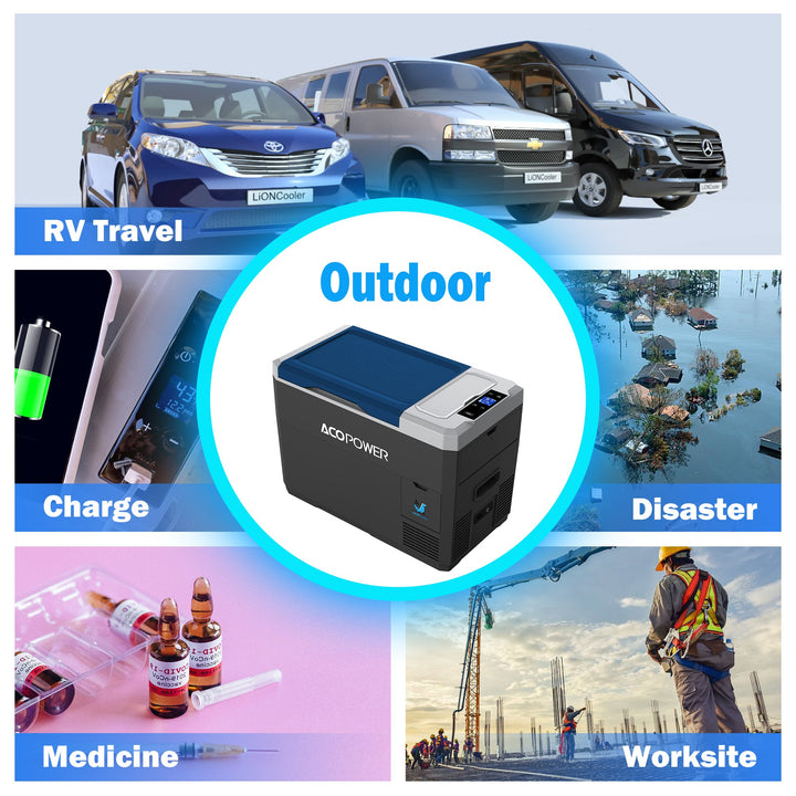 Solar-Powered Camping Fridge Freezer, 29 Qt.