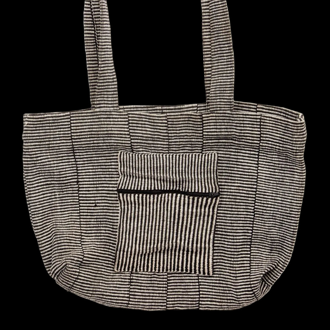 Fair Trade Cotton Weave Tote Bag with Zip Pocket