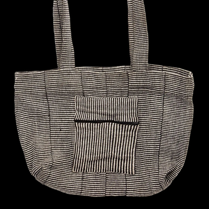 Fair Trade Cotton Weave Tote Bag with Zip Pocket