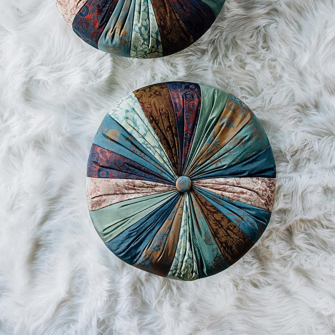Handcrafted Silk &amp; Kapok Yoga Meditation Pillow