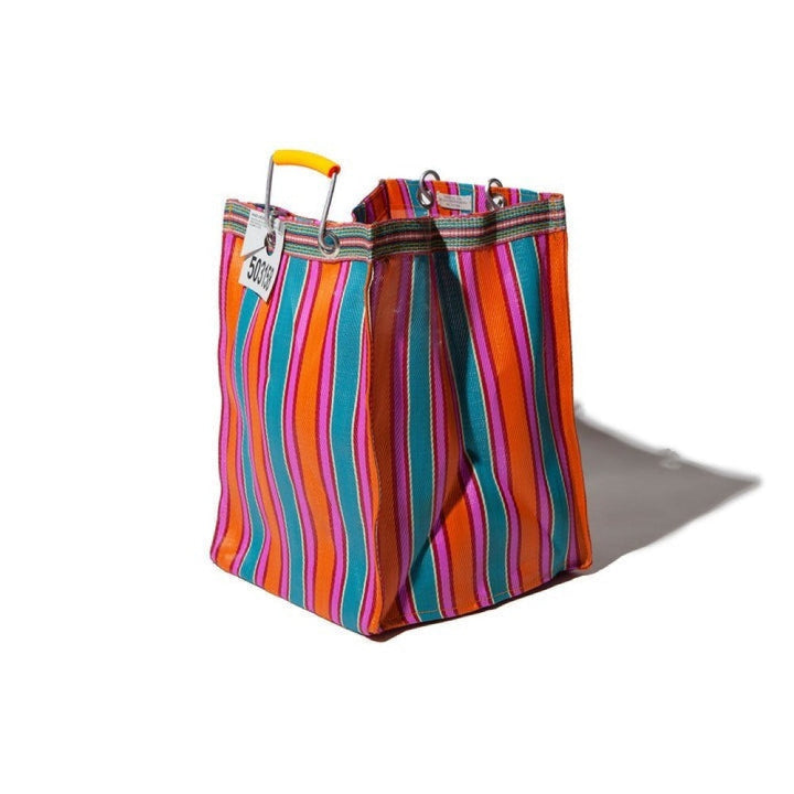 Recycled Plastic Hand-Woven Striped Tote Bag