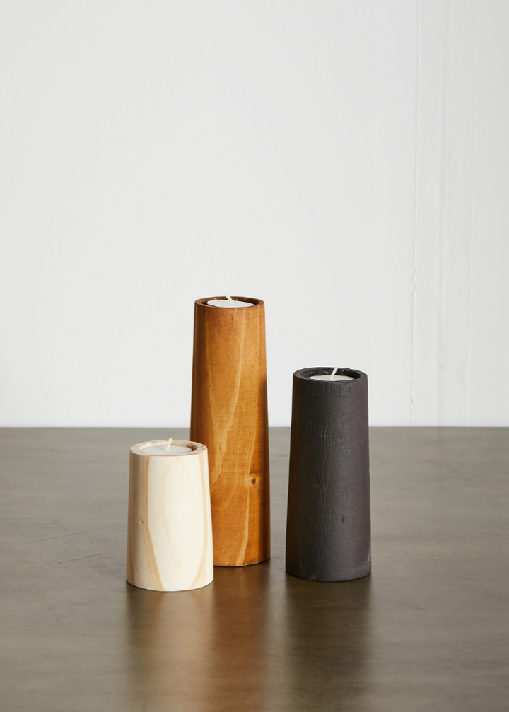 Handcrafted Pine Wood Cylinder Tealight Holder