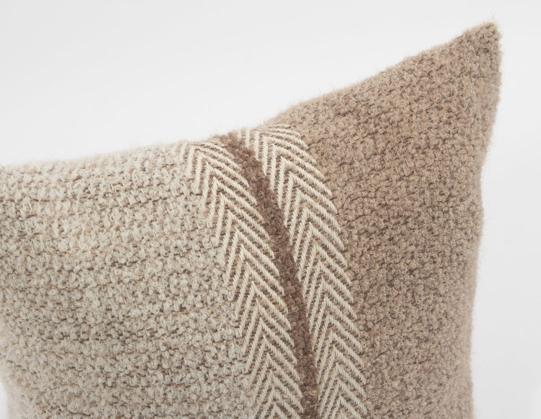 Handwoven Alpaca Boucle Throw Pillow Cover, Brown