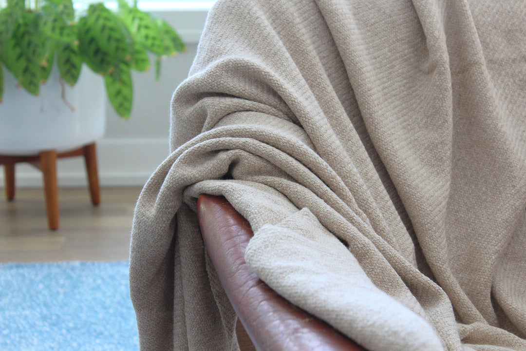 Handcrafted Undyed Pima Cotton &amp; Baby Alpaca Throw, Silver