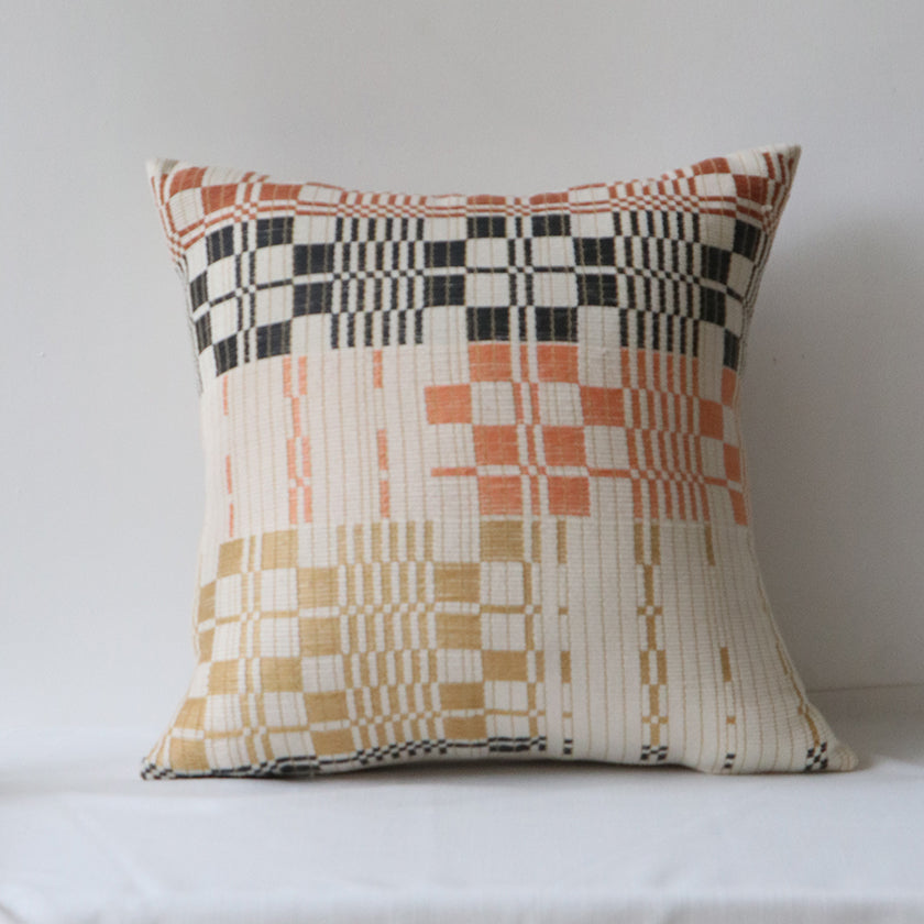 Handwoven Loin-Loom Cotton Throw Pillow Cover 18"