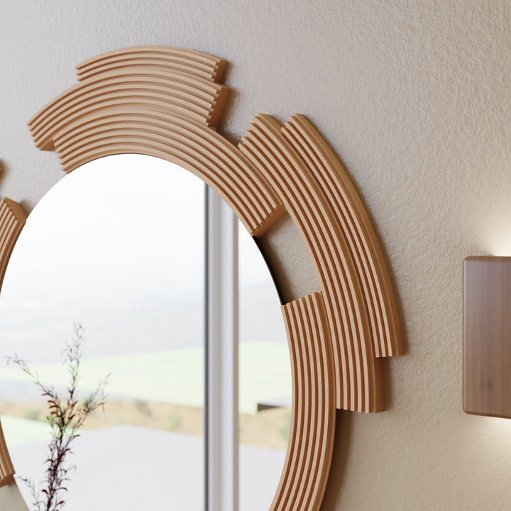 Geometric Wood Fiber Wall Decor Mirror