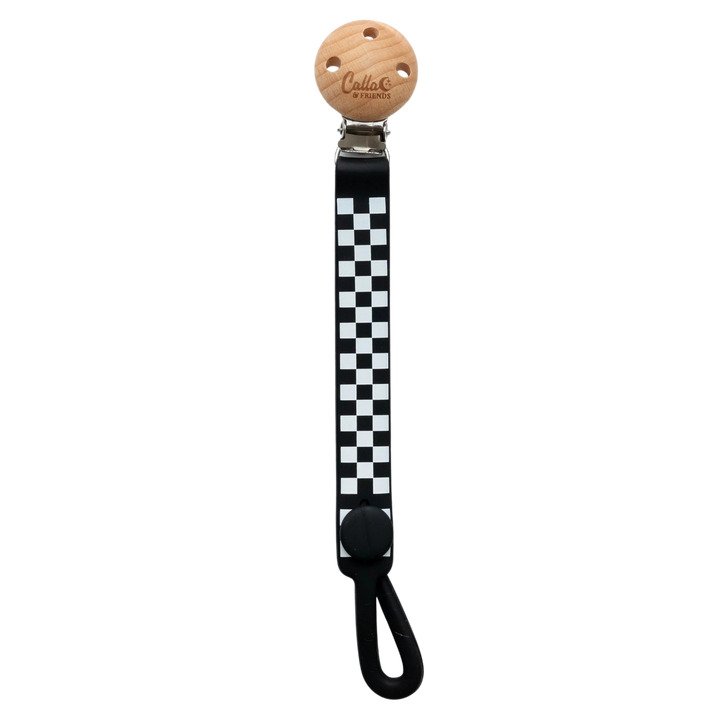 Non-Toxic Silicone Pacifier Clip, Checkered