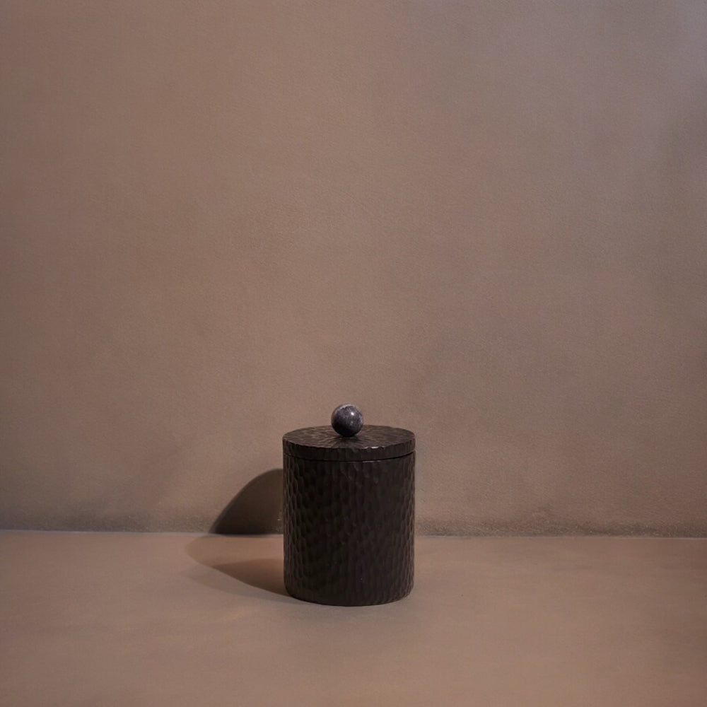 Handcrafted Acacia &amp; Marble Food Storage Canister, 4" x 6"