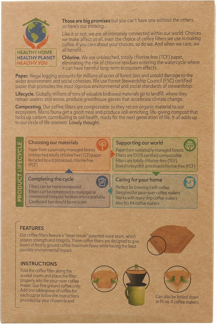 Chlorine-Free Unbleached No. 4 Paper Coffee Filters