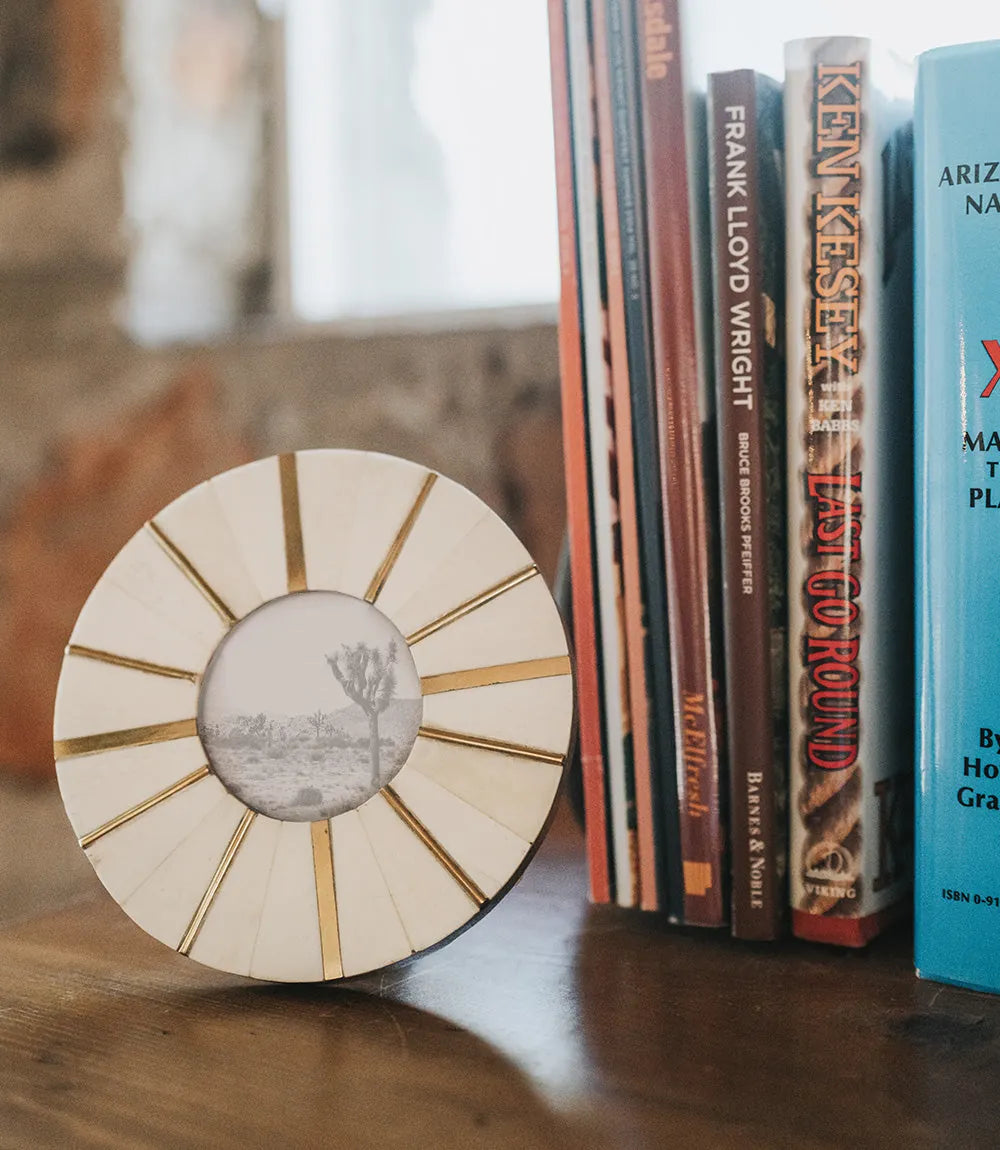 Bone &amp; Brass Round Picture Frame