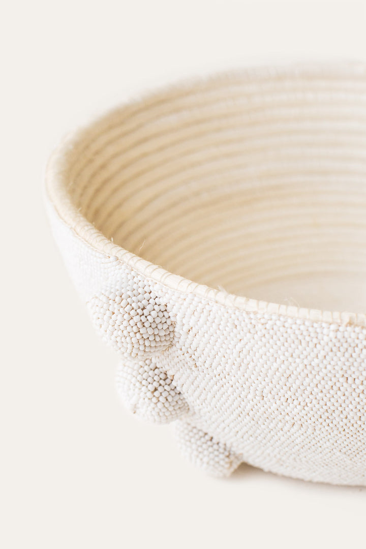 Handcrafted Beaded Sisal Decor Bowl, 10"