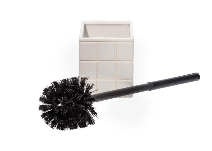 Upcycled Ceramic Toilet Brush, Glossy White, 14"