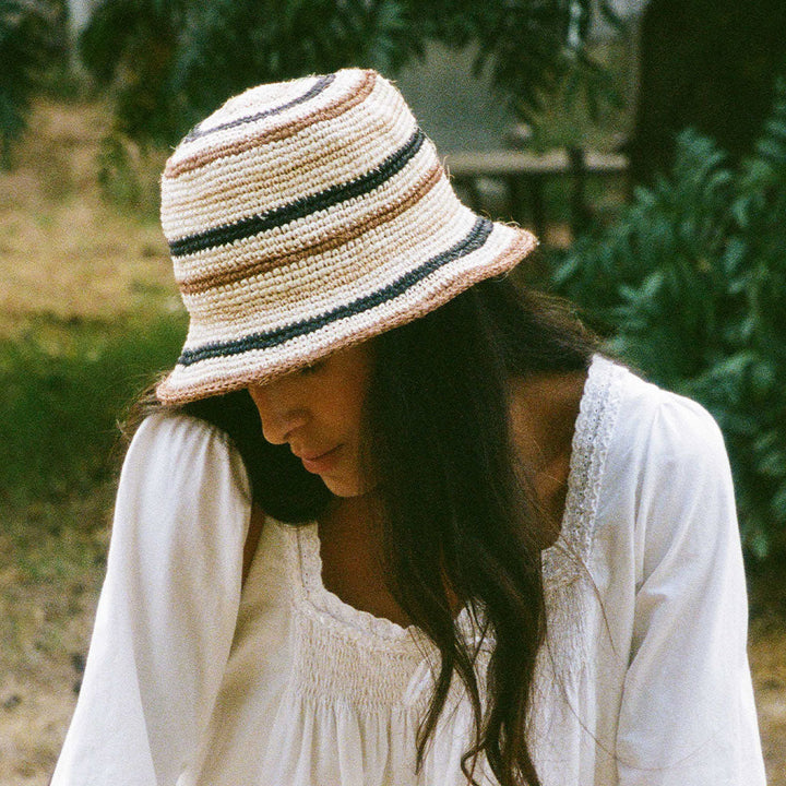 Handcrafted Plant-Dyed Cabuya Bucket Hat, Creme