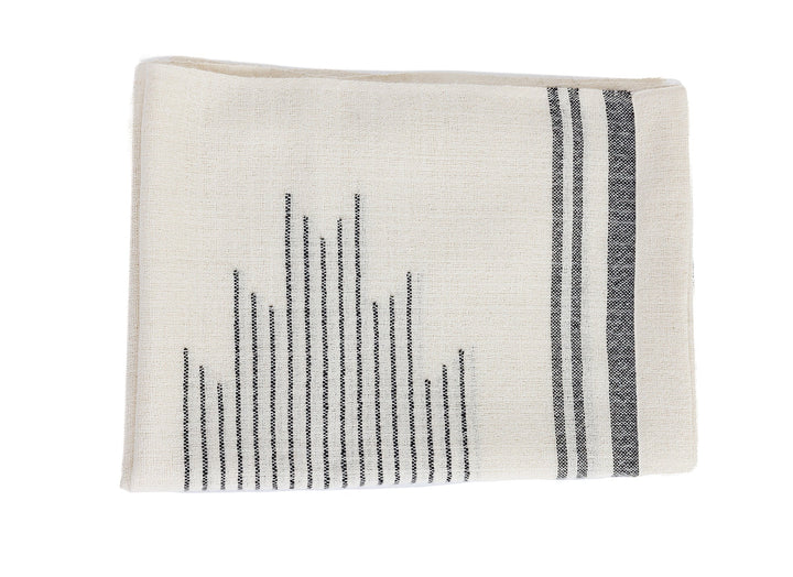 Handloomed Superfine Alpaca Throw, Ink &amp; Ivory