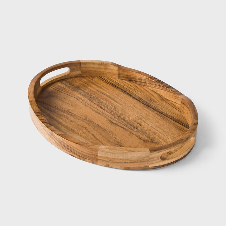 Handcrafted Acacia Wood Oval Serveware Tray, Natural